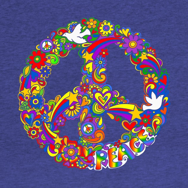 Rainbow Colors Peace Symbol by AlondraHanley